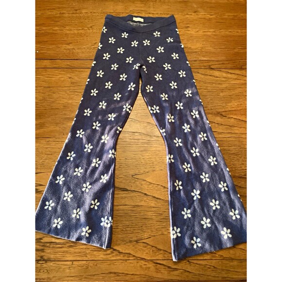 Altar'd State Pants - Altar'd State Women's Blue/White Floral Knit Pull-On Flared Sweatpants M